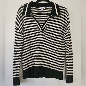 525 America Black and White Striped Sweater